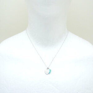 TIFFANY Co to Double Heart Necklace Blue Sterling Silver